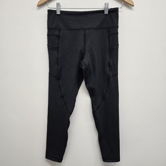 Zyia Active Ankle Leggings Girls Size 8-9 Solid Black Pockets Stretch Comfort - Picture 1 of 8